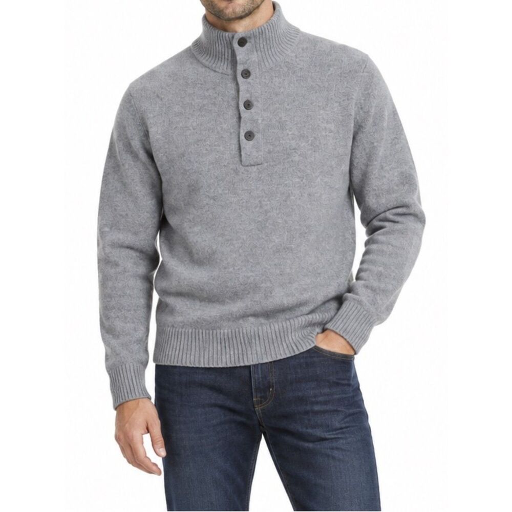 Banana Republic Men’s Button Mock Neck Wool-Blend Sweater | Size Medium